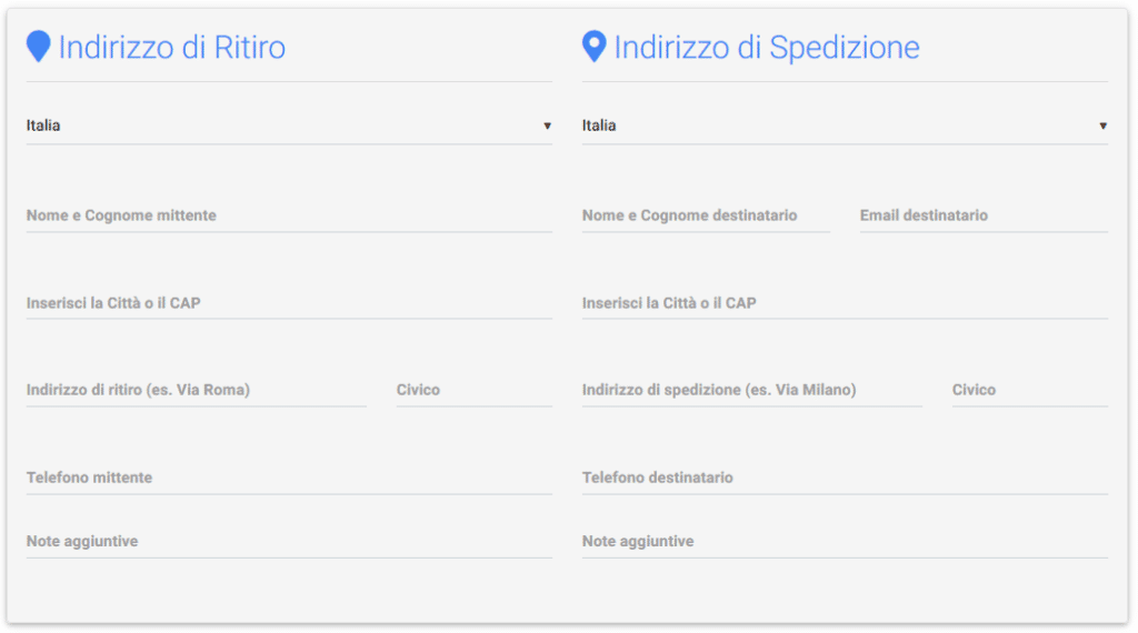 Modulo per spedire online