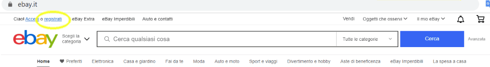 Ebay registrazione